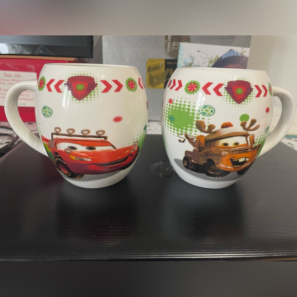 Disney Cars White and Red Ceramic Mug Set
